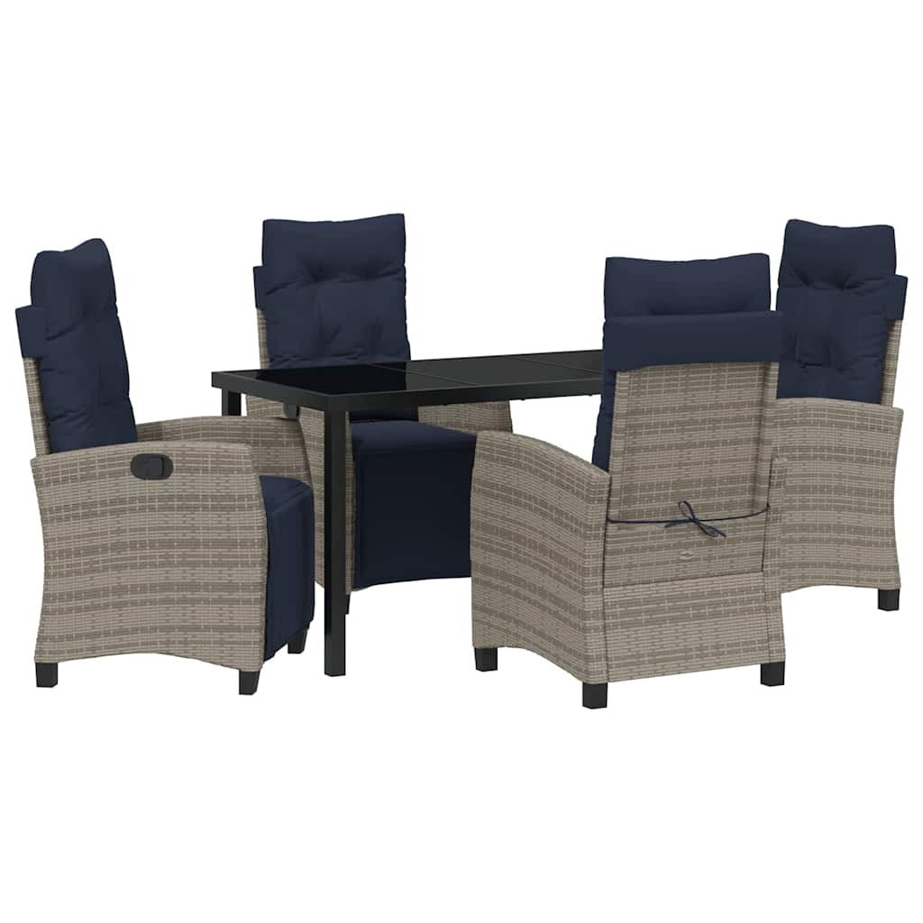 Garden Dining Set 5 pcs Grey Poly Rattan