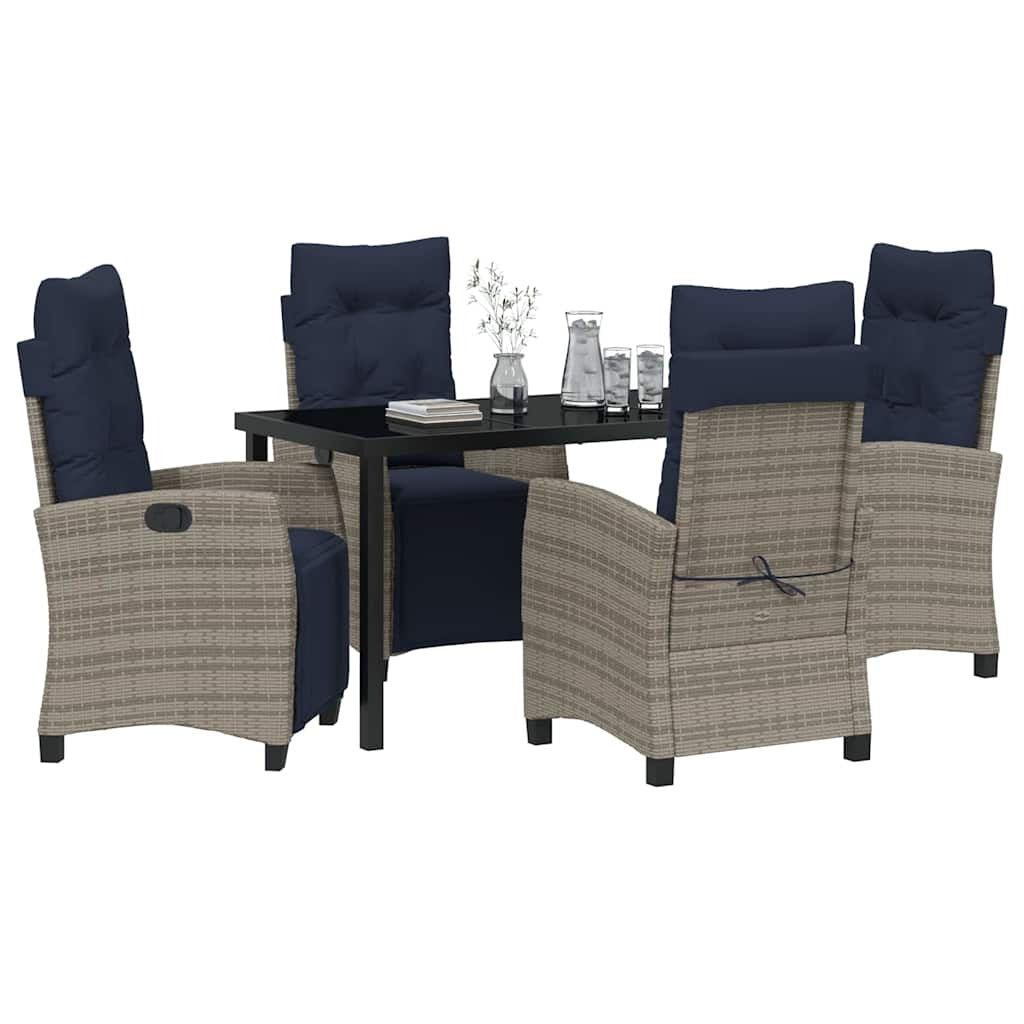 Garden Dining Set 5 pcs Grey Poly Rattan