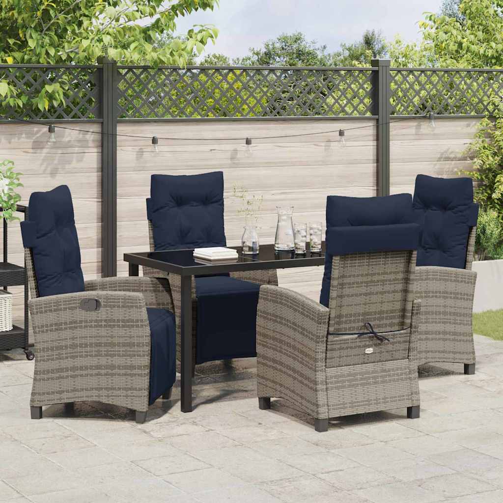 Garden Dining Set 5 pcs Grey Poly Rattan
