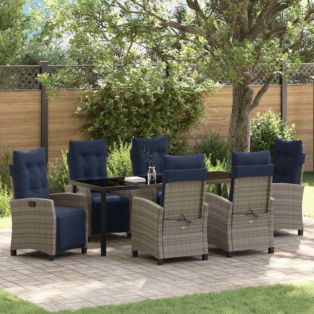 Garden Dining Set 7 pcs Grey Poly Rattan