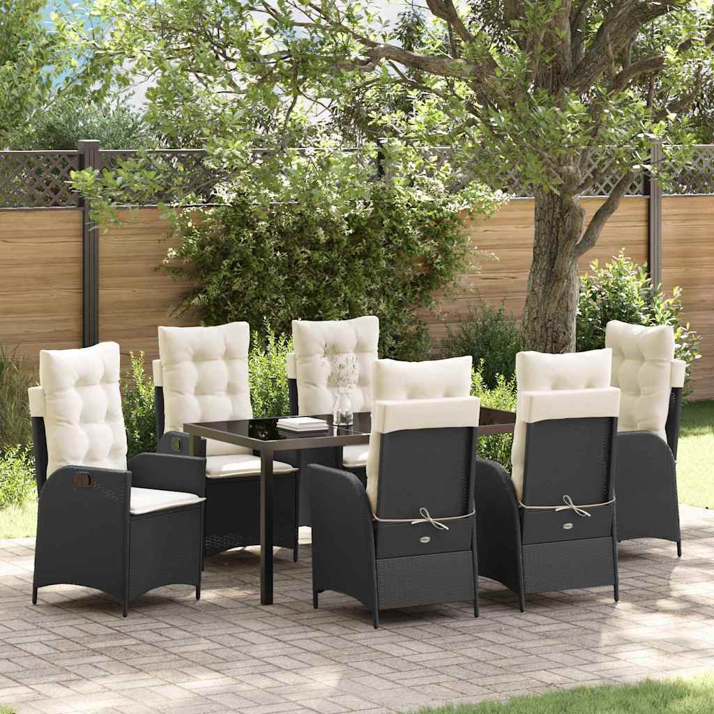 Garden Dining Set 7 pcs Black Poly Rattan