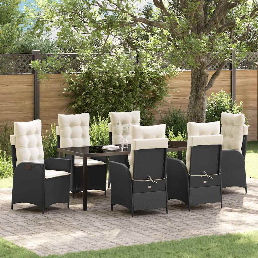 Garden Dining Set 7 pcs Black Poly Rattan