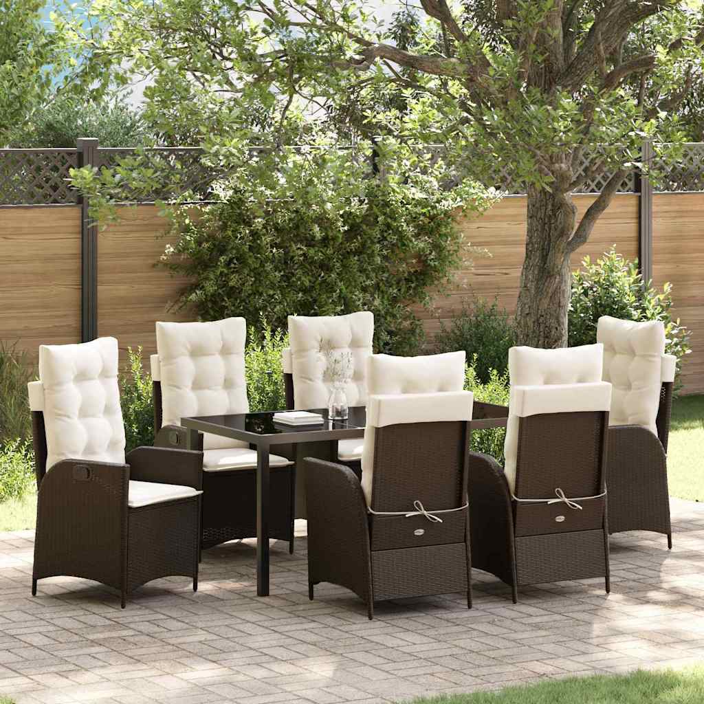 Garden Dining Set 7 pcs Brown Poly Rattan