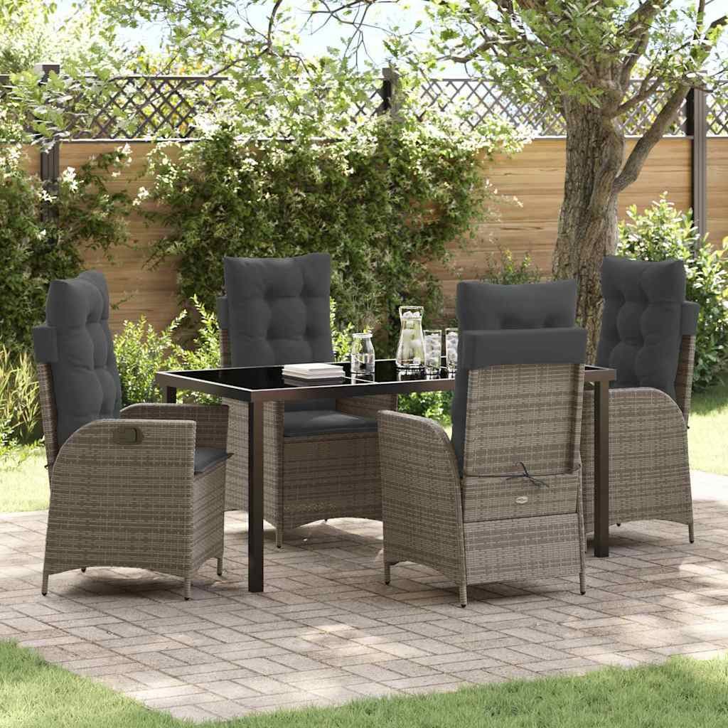 Garden Dining Set 5 pcs Grey Poly Rattan