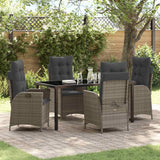 Garden Dining Set 5 pcs Grey Poly Rattan