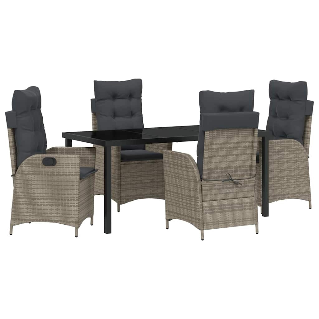Garden Dining Set 5 pcs Grey Poly Rattan