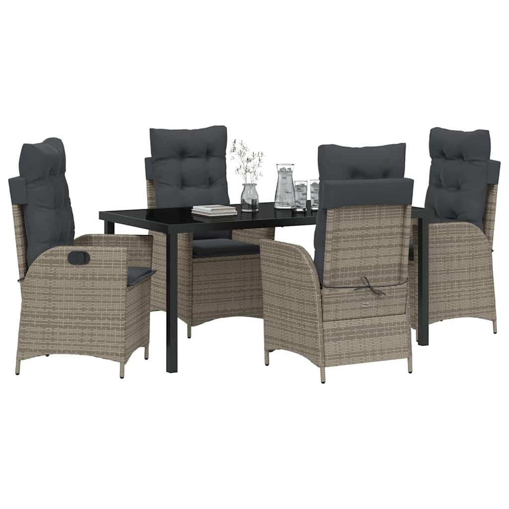 Garden Dining Set 5 pcs Grey Poly Rattan