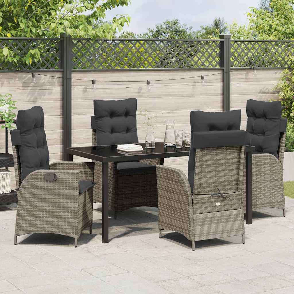 Garden Dining Set 5 pcs Grey Poly Rattan