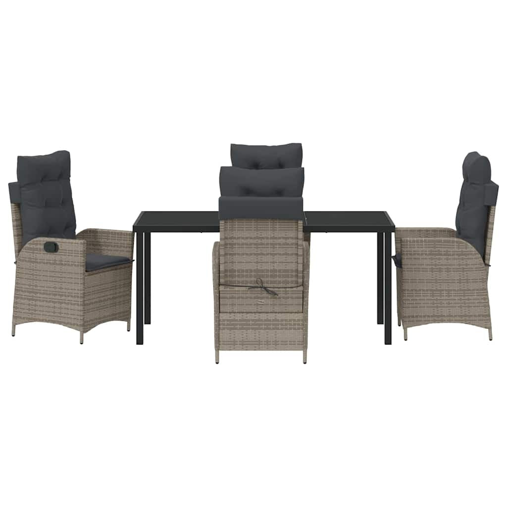 Garden Dining Set 5 pcs Grey Poly Rattan