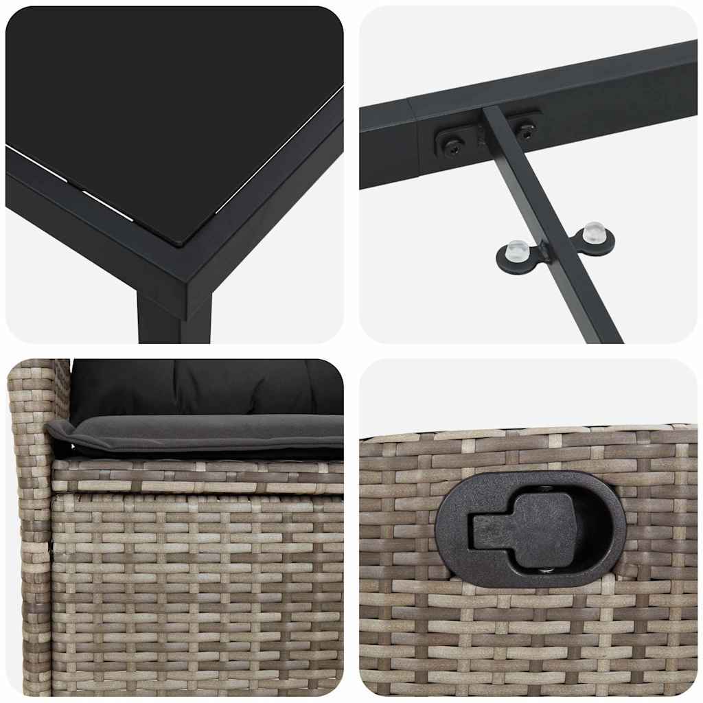 Garden Dining Set 5 pcs Grey Poly Rattan