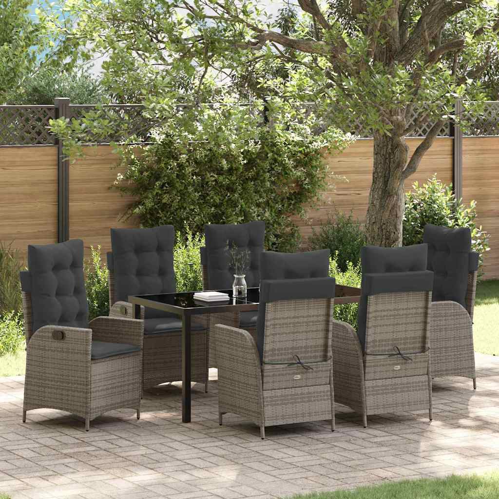 Garden Dining Set 7 pcs Grey Poly Rattan