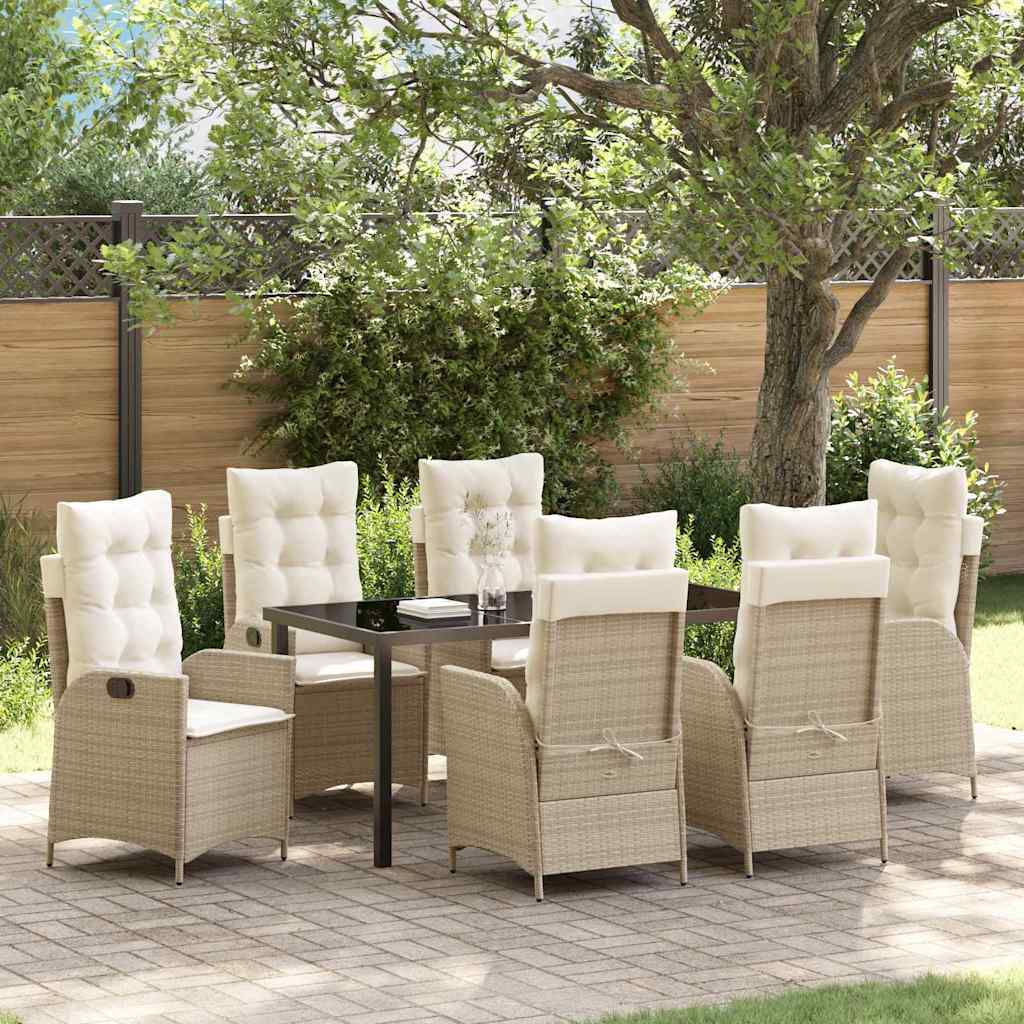 Garden Dining Set 7 pcs Beige Poly Rattan