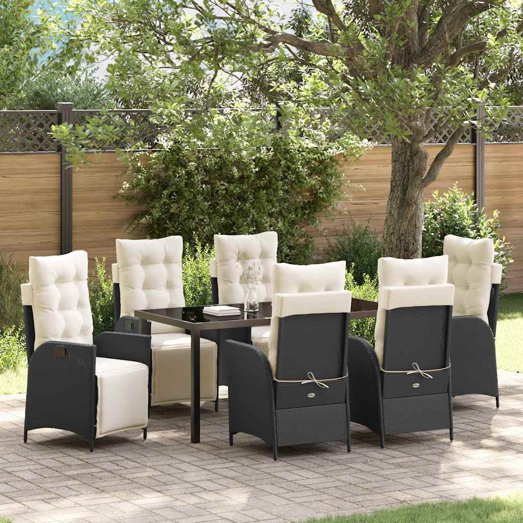 Garden Dining Set 7 pcs Black Poly Rattan