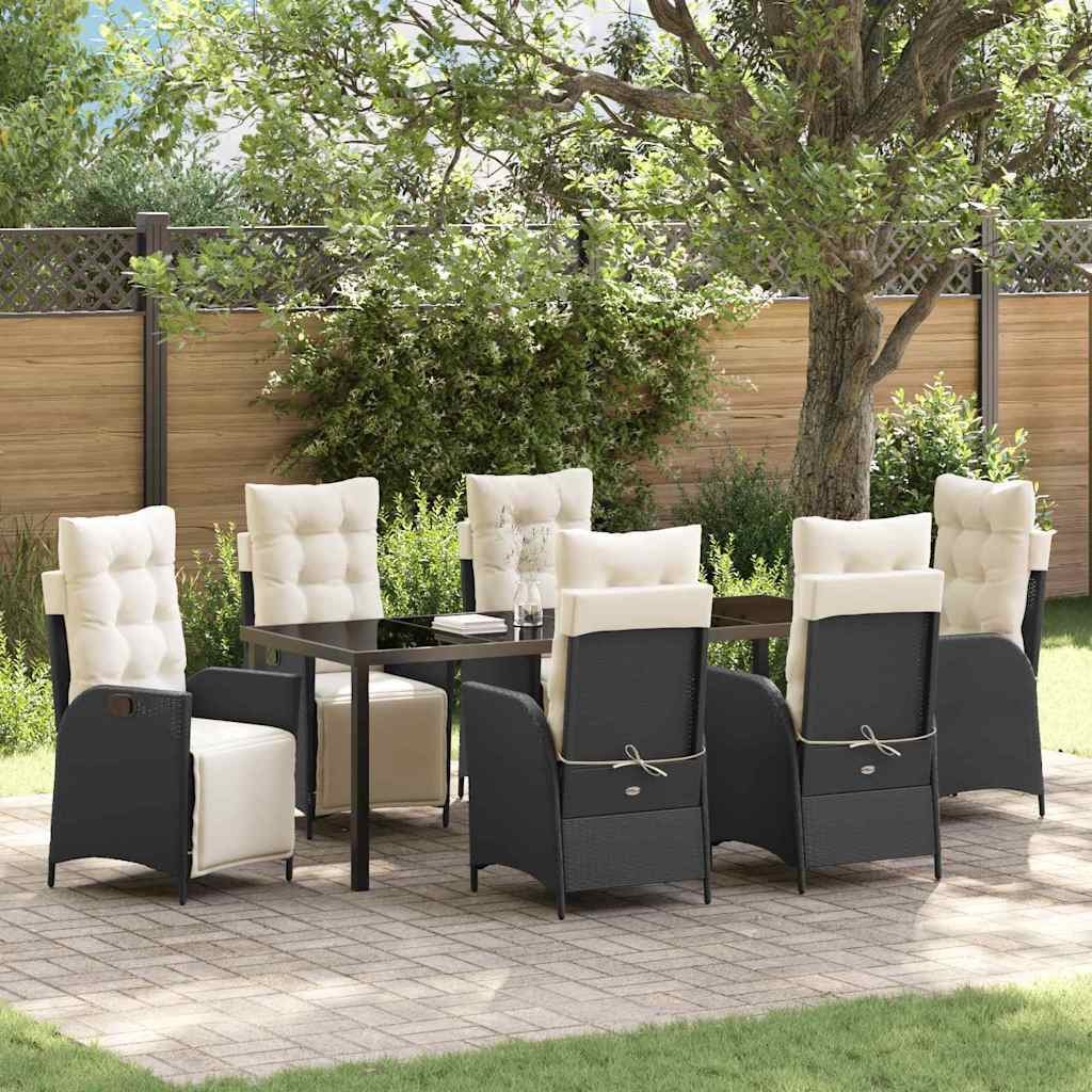 Garden Dining Set 7 pcs Black Poly Rattan