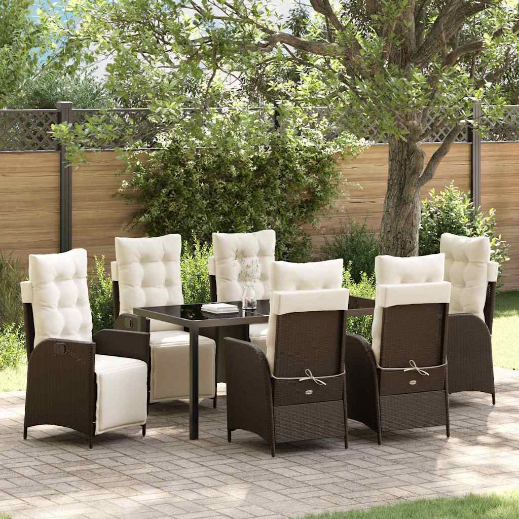 Garden Dining Set 7 pcs Brown Poly Rattan