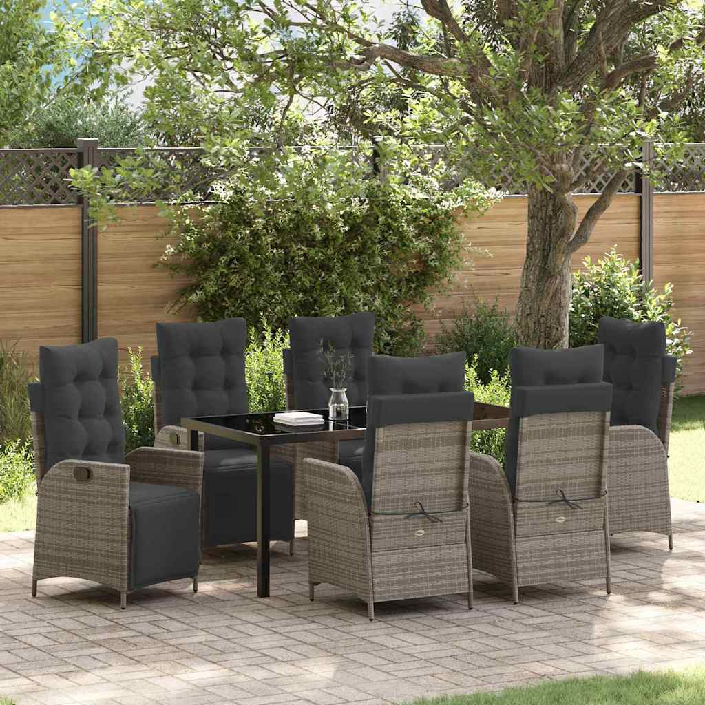 Garden Dining Set 7 pcs Grey Poly Rattan