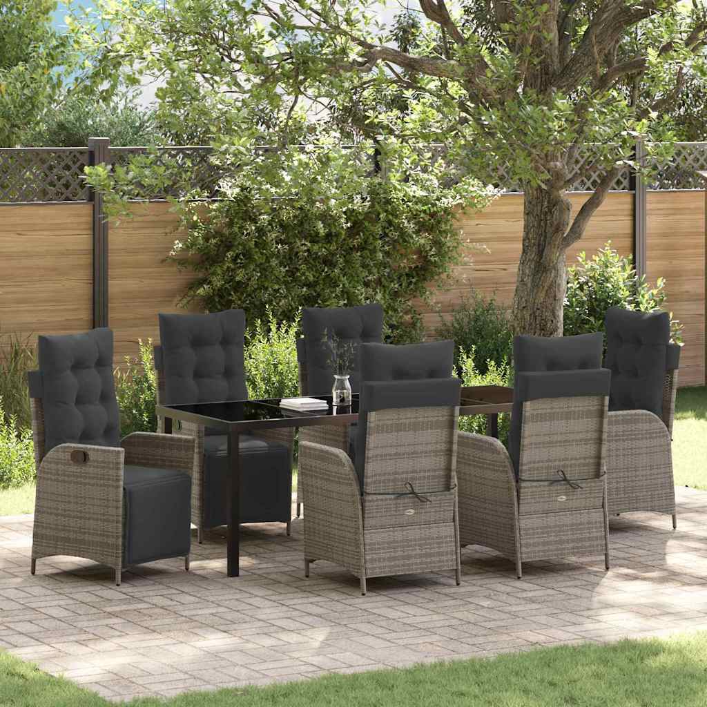 Garden Dining Set 7 pcs Grey Poly Rattan