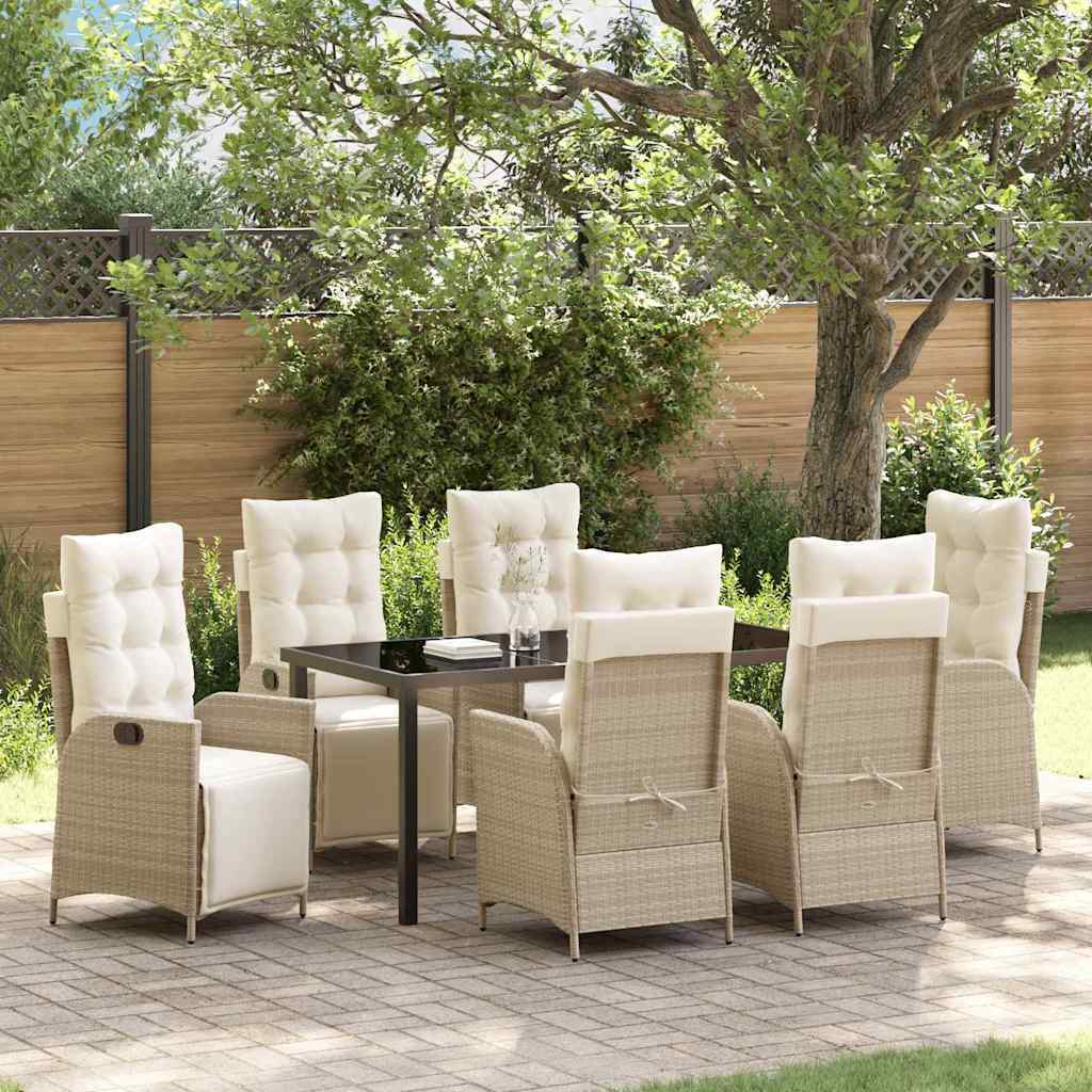 Garden Dining Set 7 pcs Beige Poly Rattan