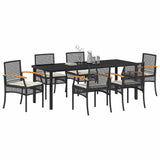 Garden Dining Set 7 pcs Black Rattan