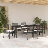 Garden Dining Set 7 pcs Black Rattan