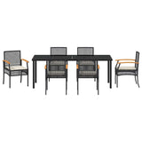 Garden Dining Set 7 pcs Black Rattan