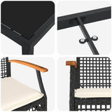 Garden Dining Set 7 pcs Black Rattan