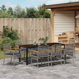 Garden Dining Set 9 pcs Grey and Black Rattan