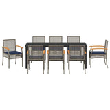 Garden Dining Set 9 pcs Grey and Black Rattan