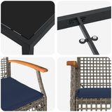 Garden Dining Set 9 pcs Grey and Black Rattan