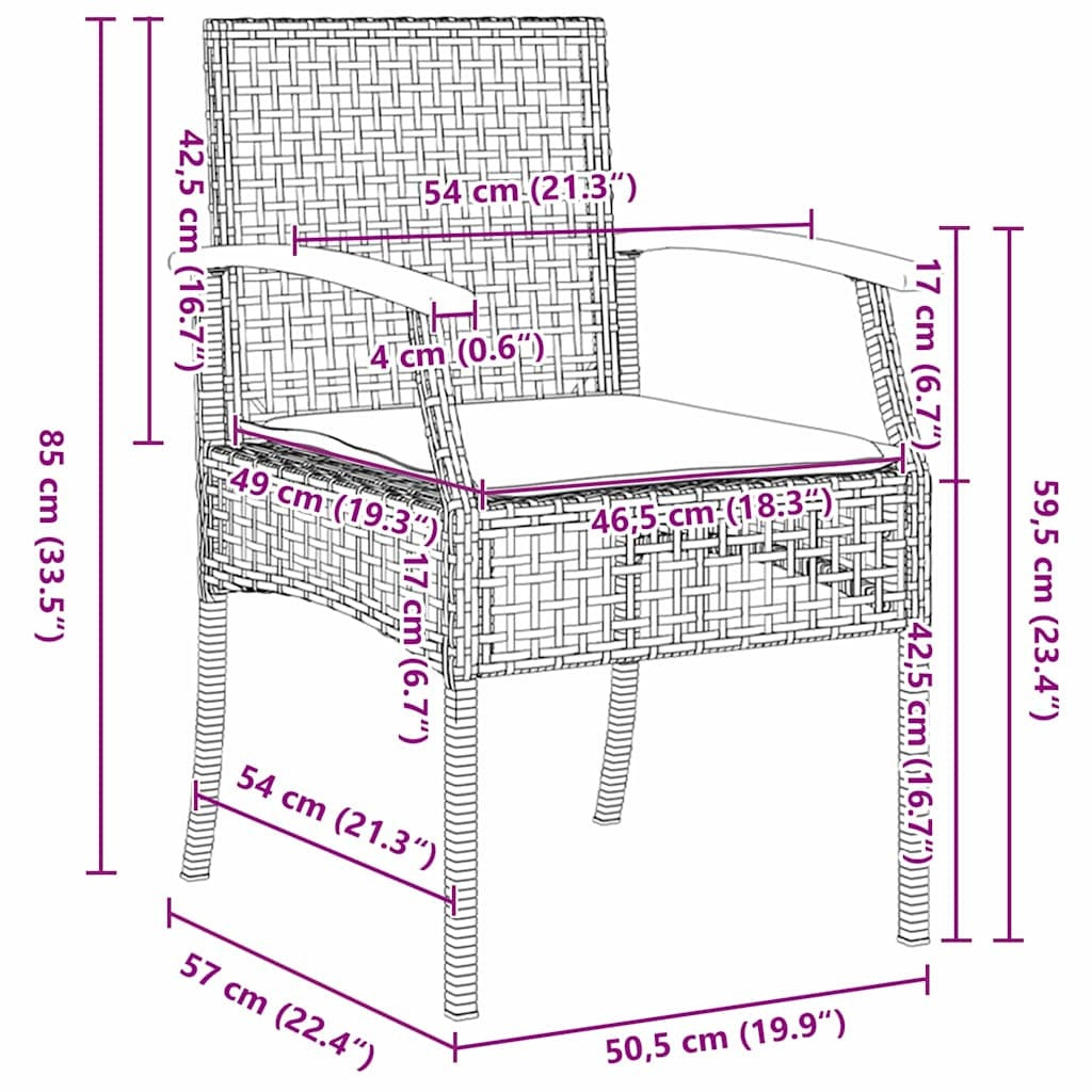 Garden Dining Set 9 pcs Grey and Black Rattan