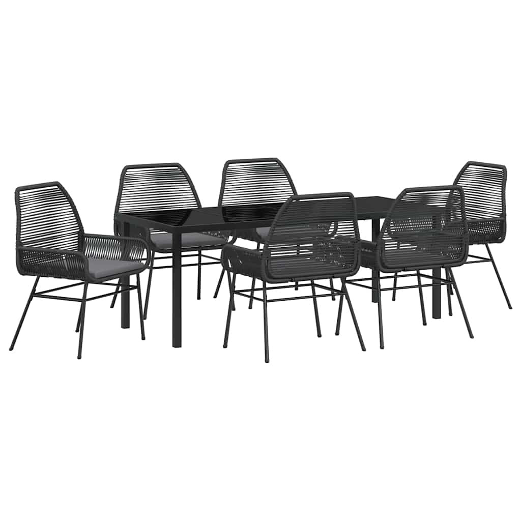 Garden Dining Set 7 pcs Black Poly Rattan