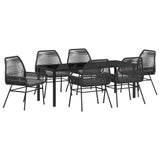 Garden Dining Set 7 pcs Black Poly Rattan