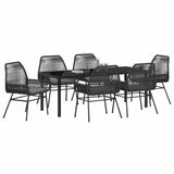 Garden Dining Set 7 pcs Black Poly Rattan