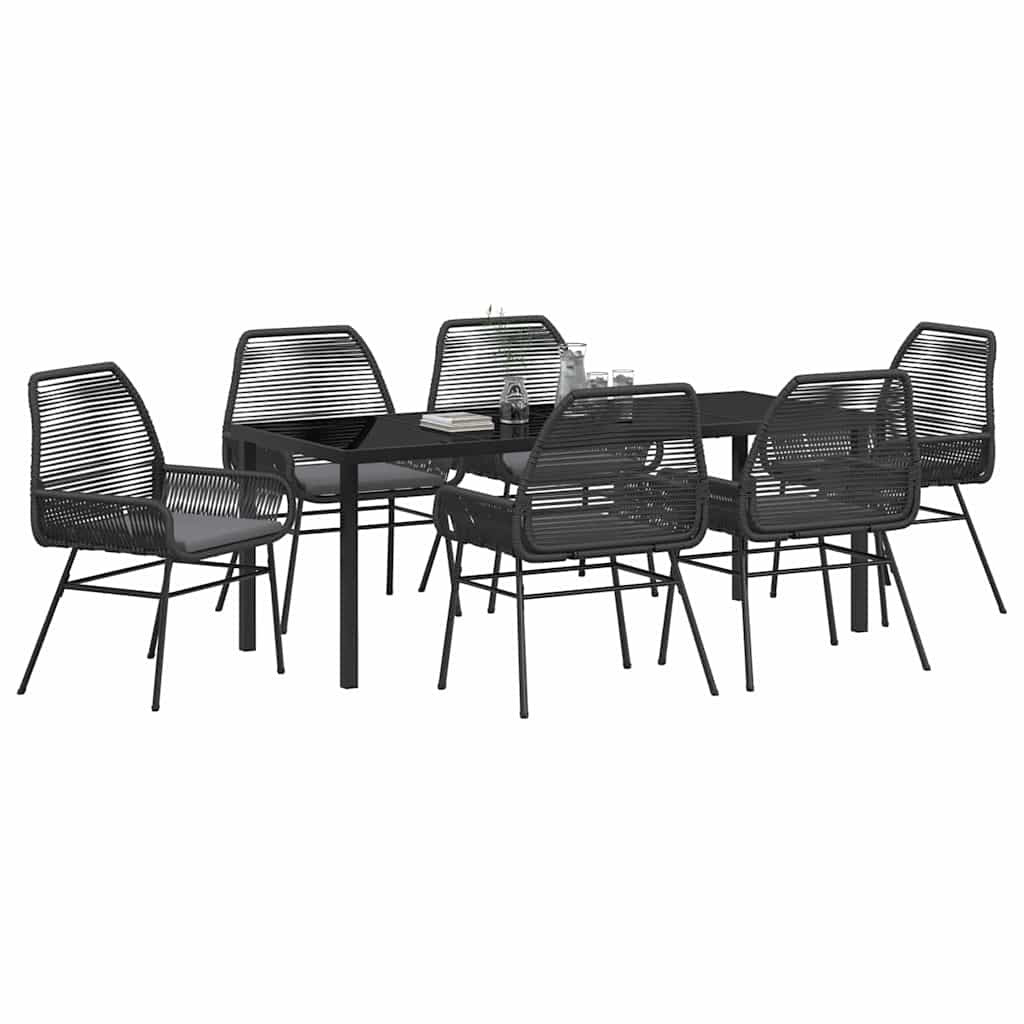 Garden Dining Set 7 pcs Black Poly Rattan