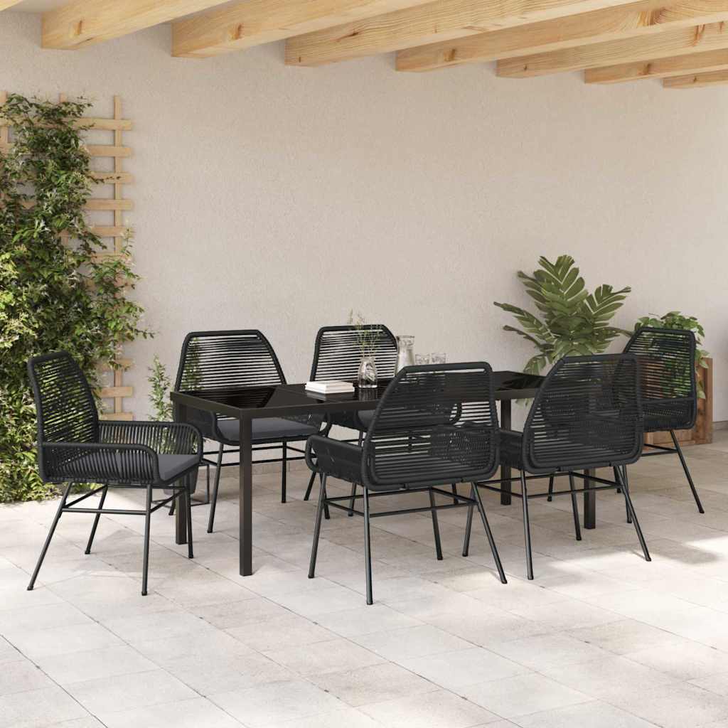 Garden Dining Set 7 pcs Black Poly Rattan