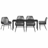 Garden Dining Set 7 pcs Black Poly Rattan