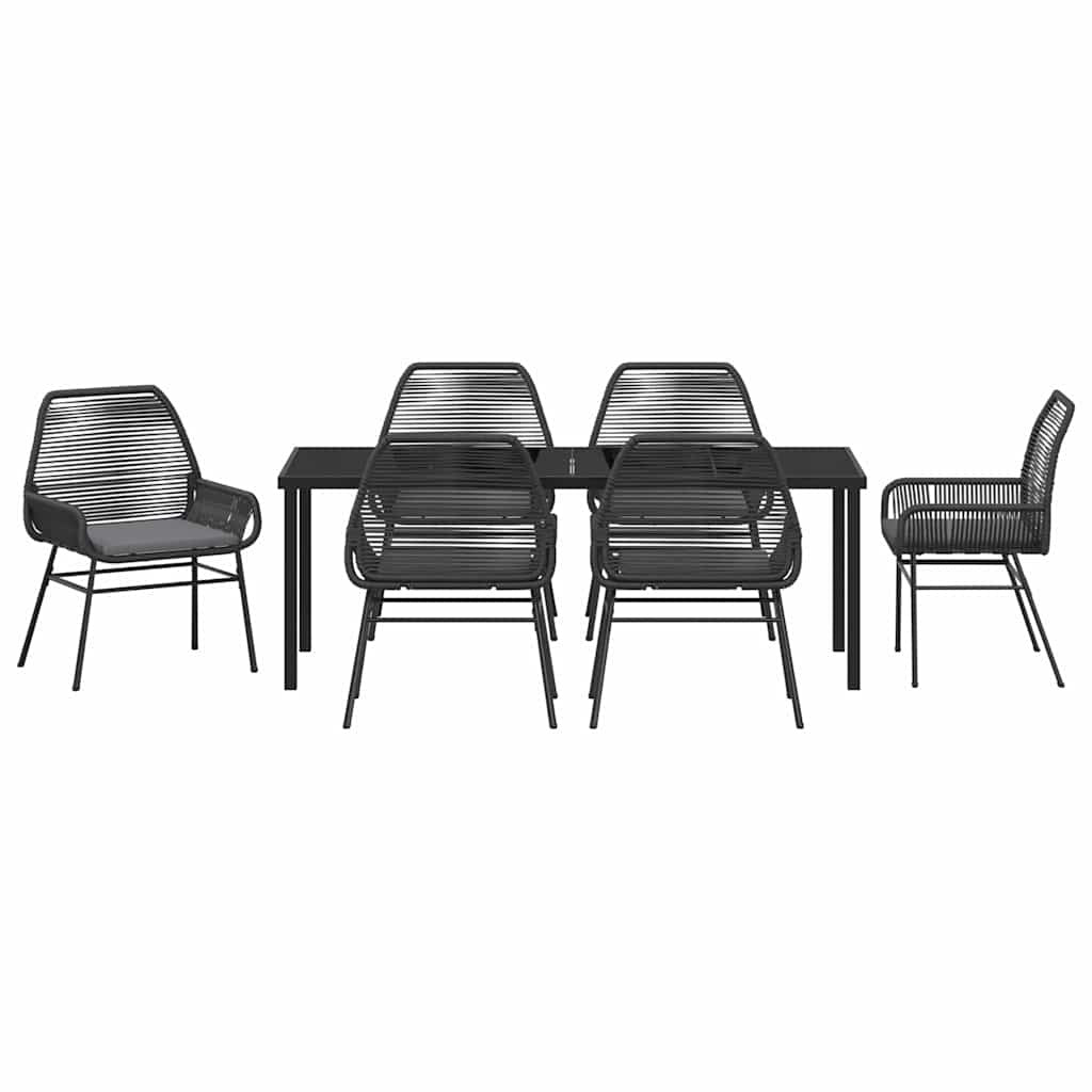 Garden Dining Set 7 pcs Black Poly Rattan