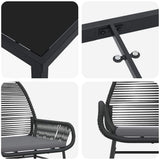 Garden Dining Set 7 pcs Black Poly Rattan