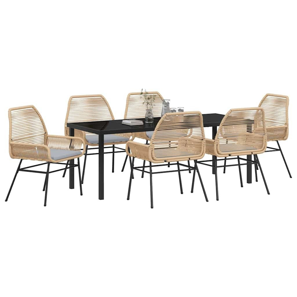 Garden Dining Set 7 pcs Brown Poly Rattan