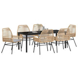 Garden Dining Set 7 pcs Brown Poly Rattan