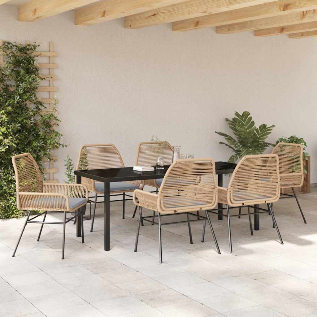Garden Dining Set 7 pcs Brown Poly Rattan