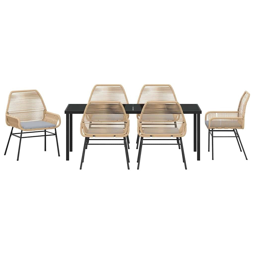 Garden Dining Set 7 pcs Brown Poly Rattan
