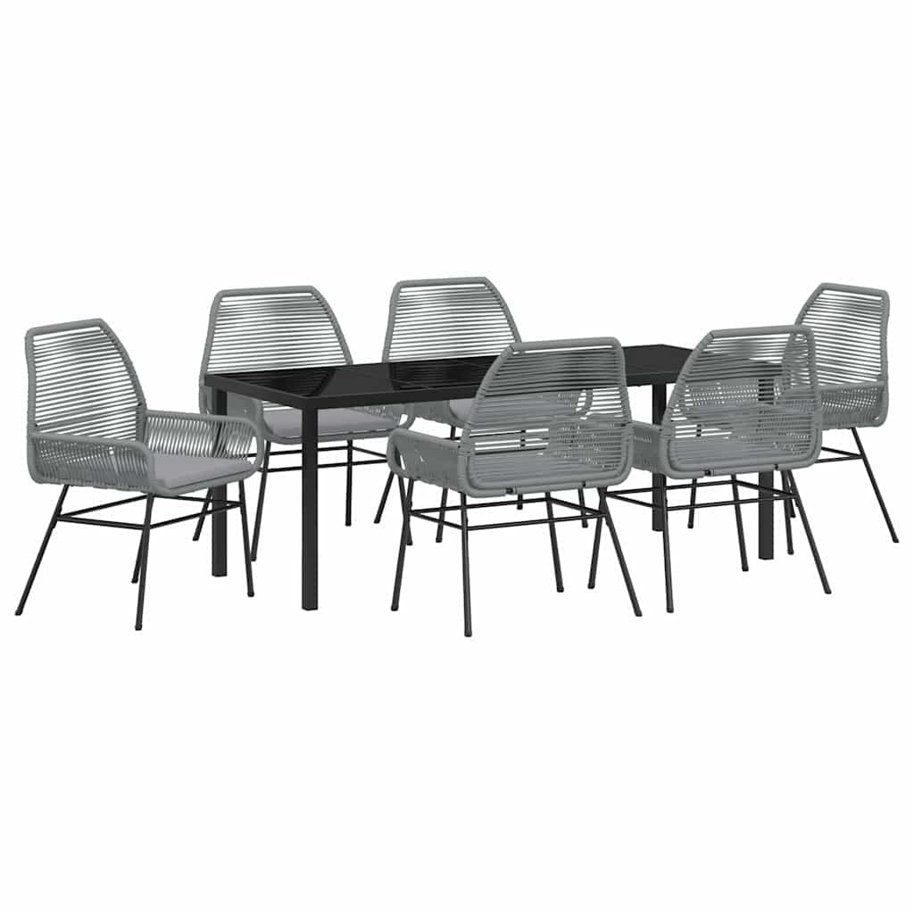 Garden Dining Set 7 pcs Grey Poly Rattan