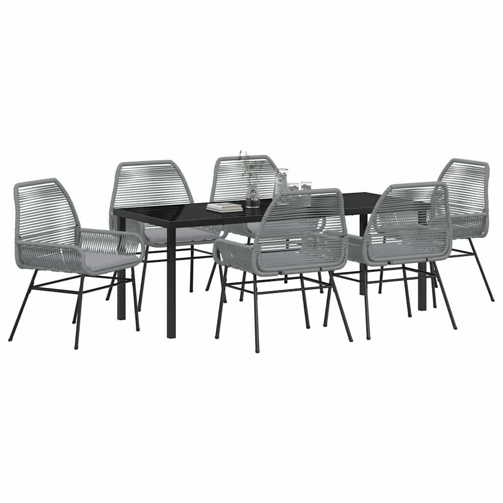 Garden Dining Set 7 pcs Grey Poly Rattan