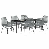 Garden Dining Set 7 pcs Grey Poly Rattan