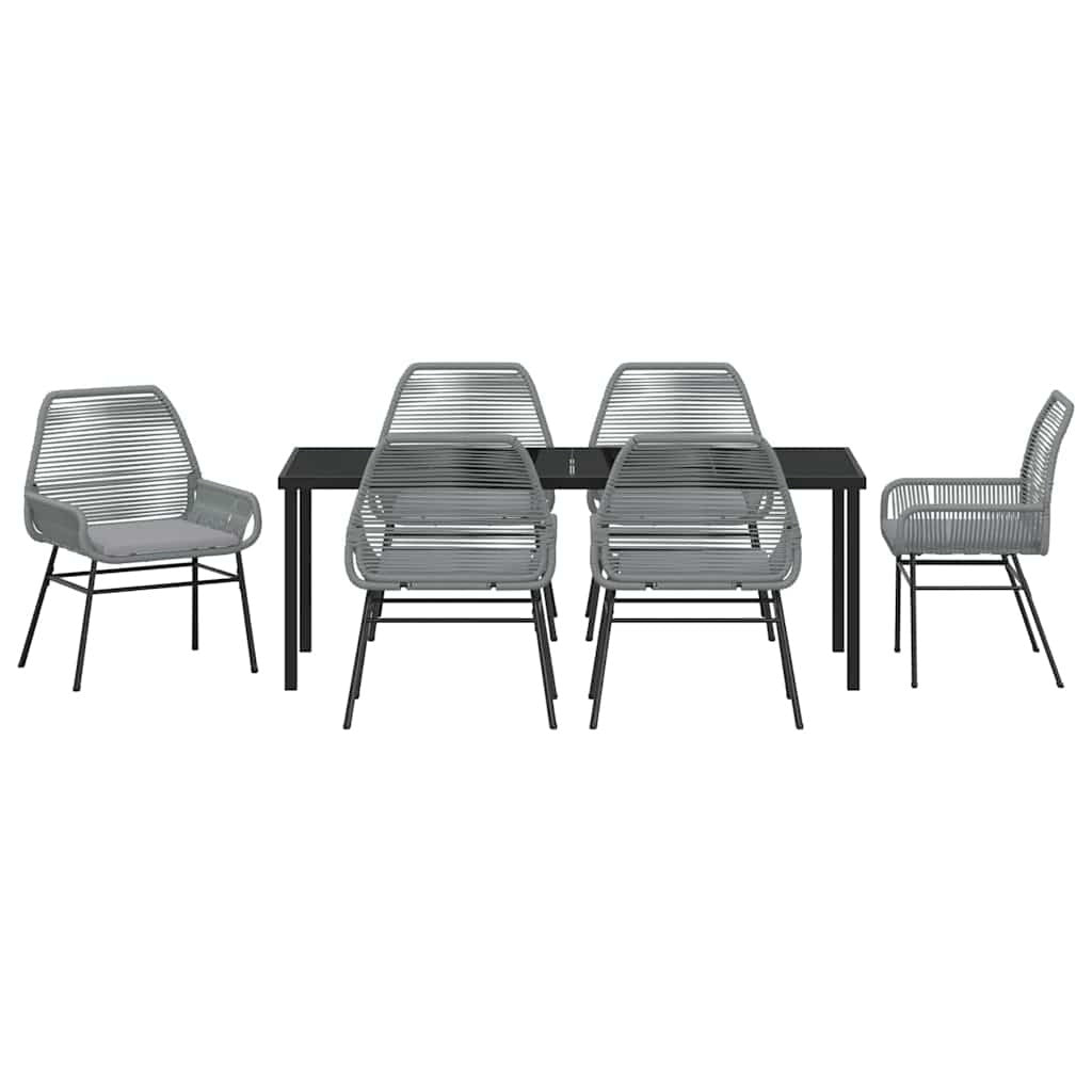 Garden Dining Set 7 pcs Grey Poly Rattan