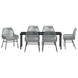 Garden Dining Set 7 pcs Grey Poly Rattan