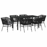 Garden Dining Set 7 pcs Black Powder-Coated Steel