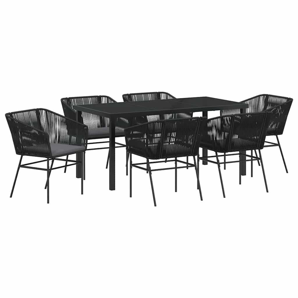 Garden Dining Set 7 pcs Black Powder-Coated Steel