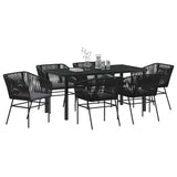 Garden Dining Set 7 pcs Black Powder-Coated Steel